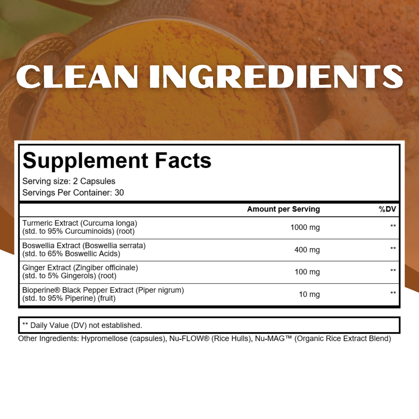 Turmeric (95% Curcuminoids) Boswellia (65% Boswellic Acids)