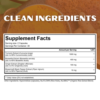 Turmeric (95% Curcuminoids) Boswellia (65% Boswellic Acids)